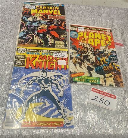 3 Hi Key Comics. (Moon Knight /Thanos/Planet of Apes)